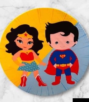 Capa Mulher Maravilha E Super Homem - Mini Festas