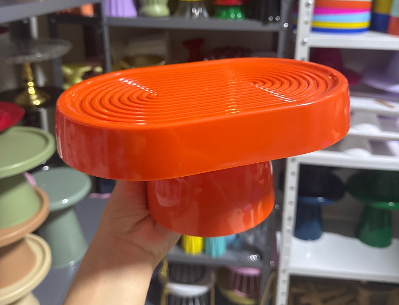  Boleira Caracol Oval Laranja - Mini Festas