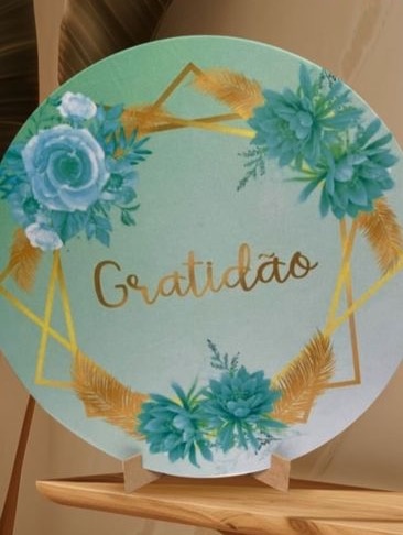 Capa Gratidão Azul E Dourado - Mini Festas