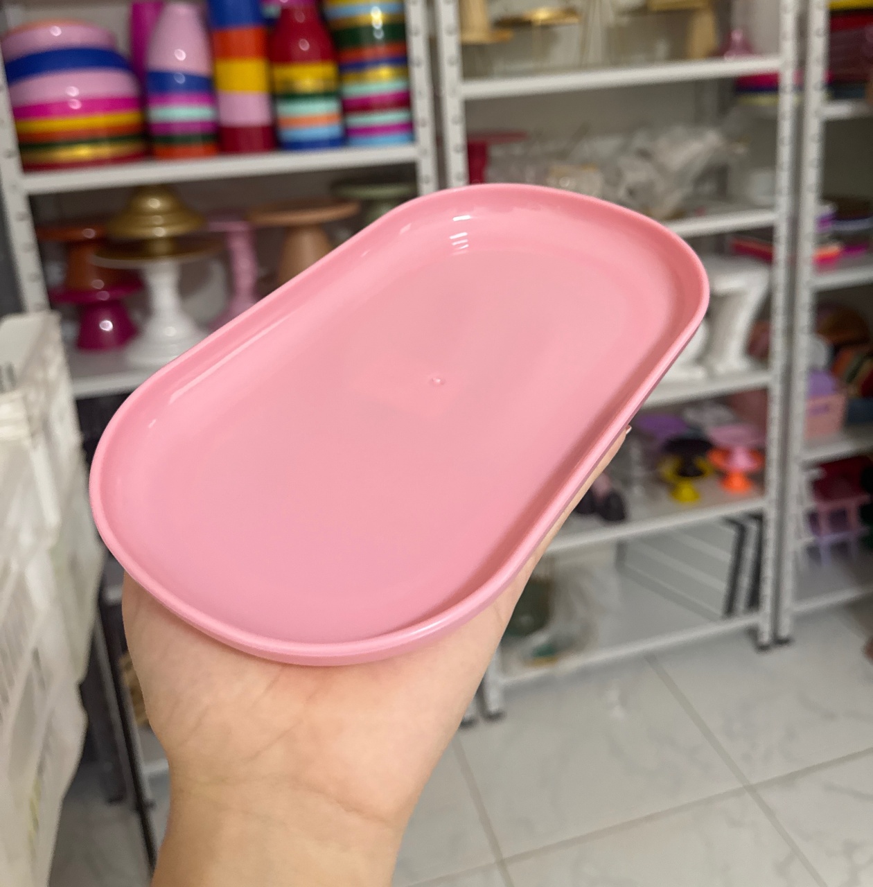  Mini Bandeja Oval Rosa Bb  - Mini Festas