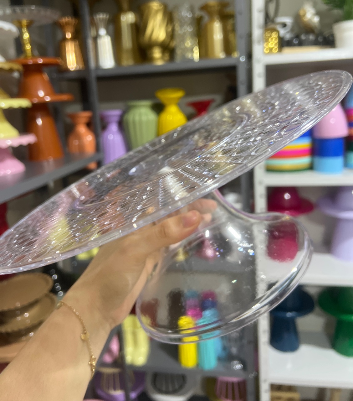 Boleira Transparente Diamante Gg - Mini Festas