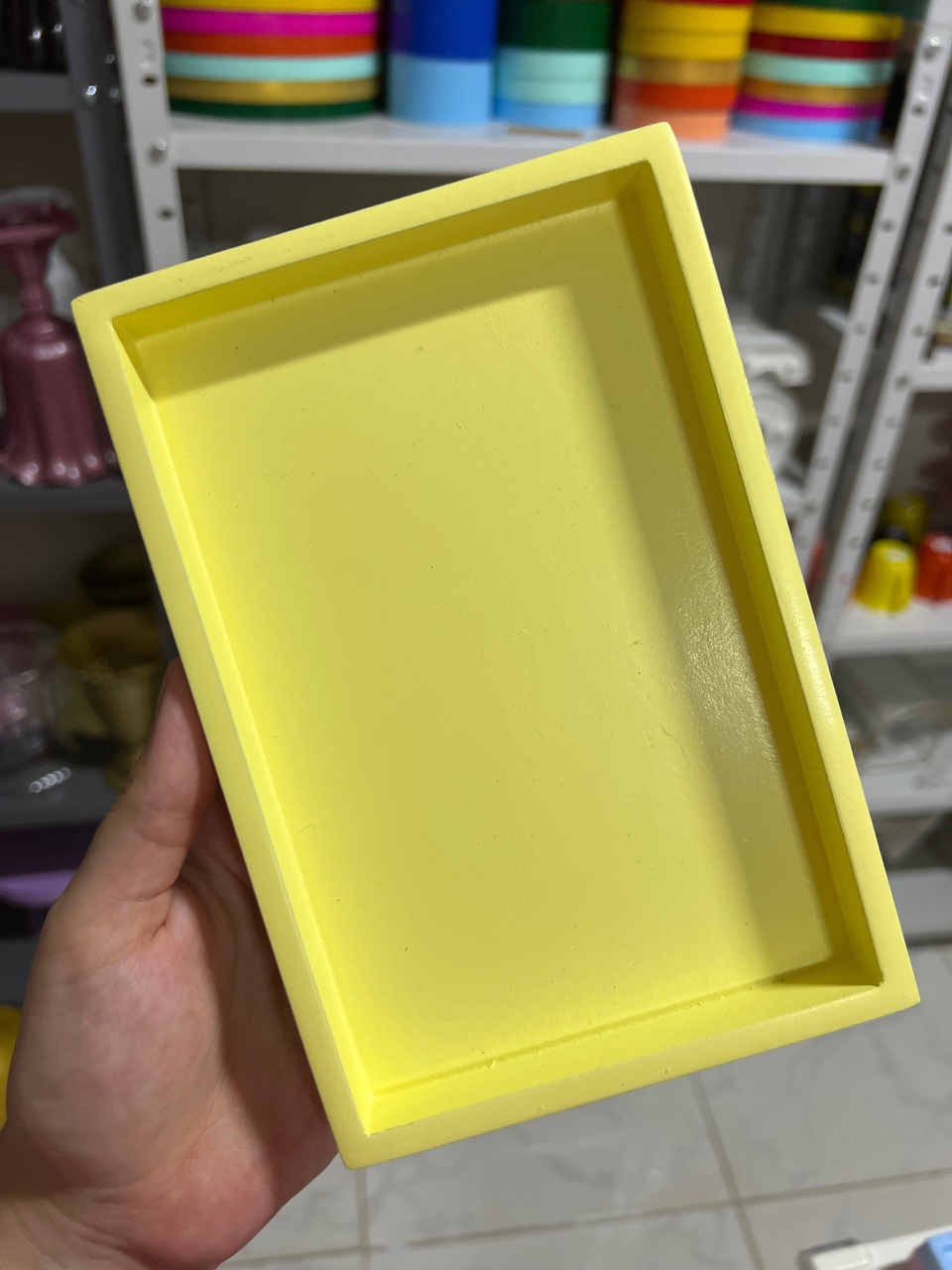 Mini Bandeja Mdf Amarelo Candy - Mini Festas