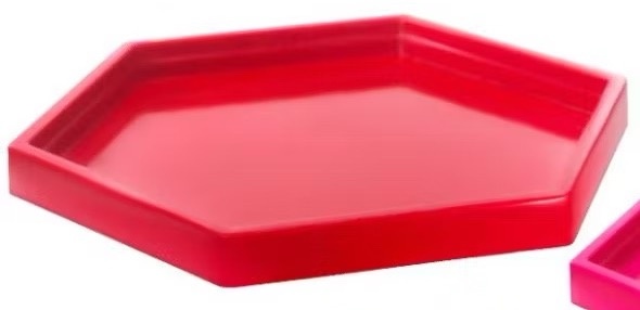 Mini Bandeja Sextavada  Vermelha - Mini Festas