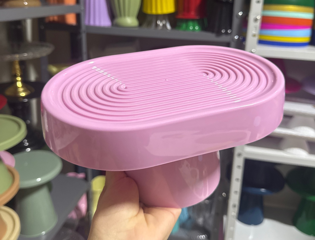 Boleira Caracol Oval Rosa Candy - Mini Festas