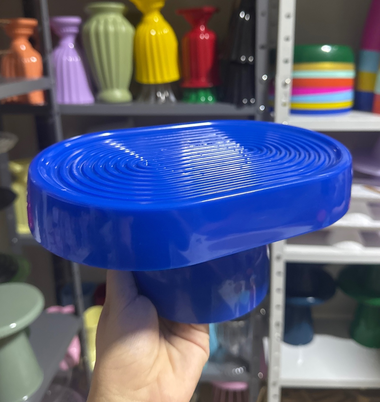 Boleira Caracol Oval Azul Escuro  - Mini Festas