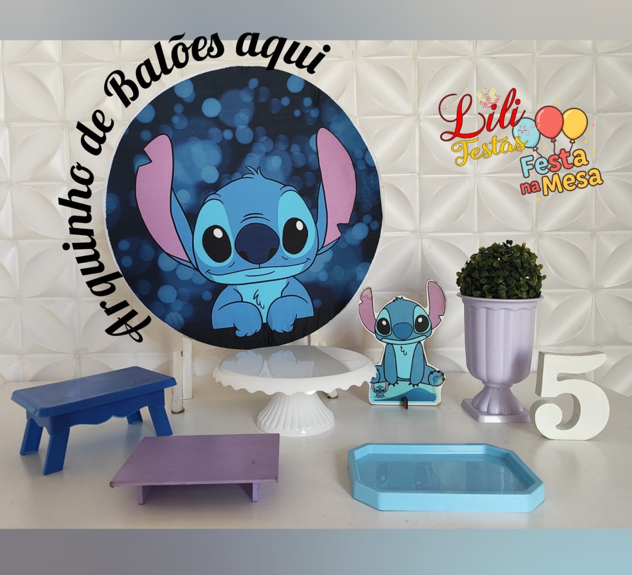 Stitch Sério Festa Na Mesa - LiliFestaspegueemonte