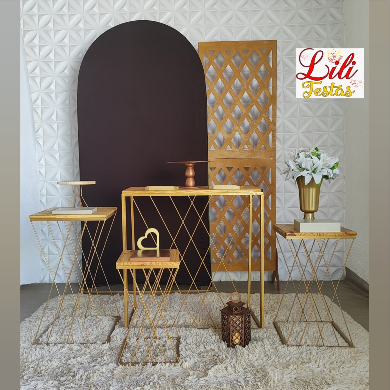 Chá de Panela Marrom + Lateral Treliça - LiliFestaspegueemonte