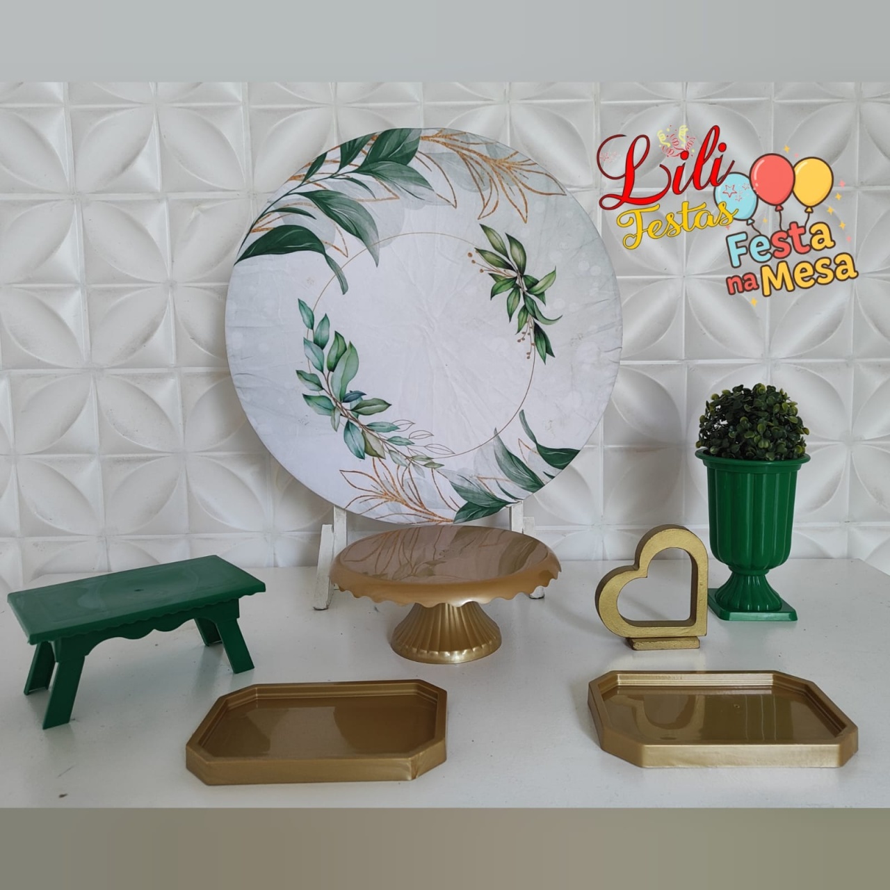 Folhagem Verde E Branco - Festa Na Mesa - LiliFestaspegueemonte