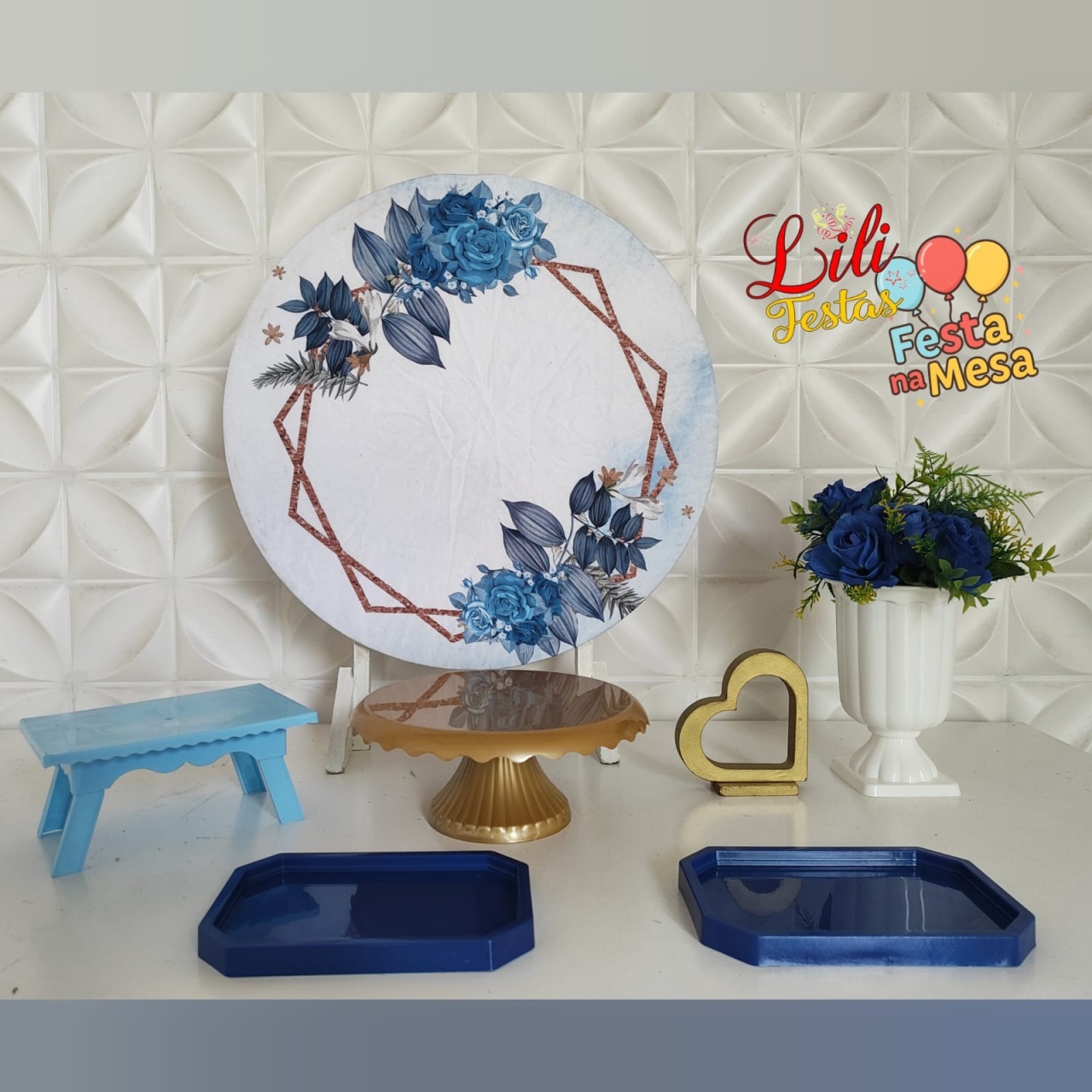 Floral Azul- Festa Na Mesa - LiliFestaspegueemonte