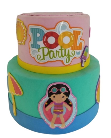 Bolo Fake - Pool Party Rosa - LiliFestaspegueemonte