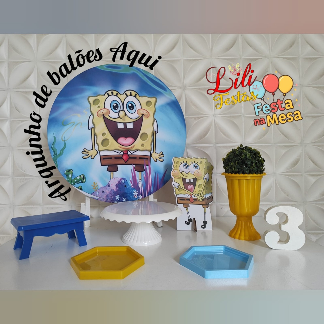 Bob Esponja- Festa Na Mesa - LiliFestaspegueemonte