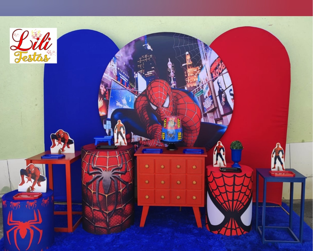 Homem Aranha + Cômoda + 2 Painéis Lateral - LiliFestaspegueemonte
