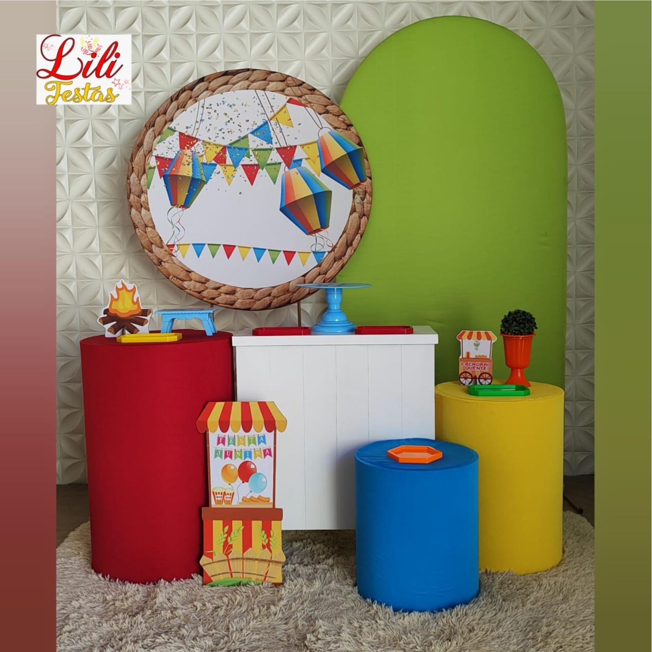 Festa Junina Balões + Cômoda + Painel Lateral - LiliFestaspegueemonte