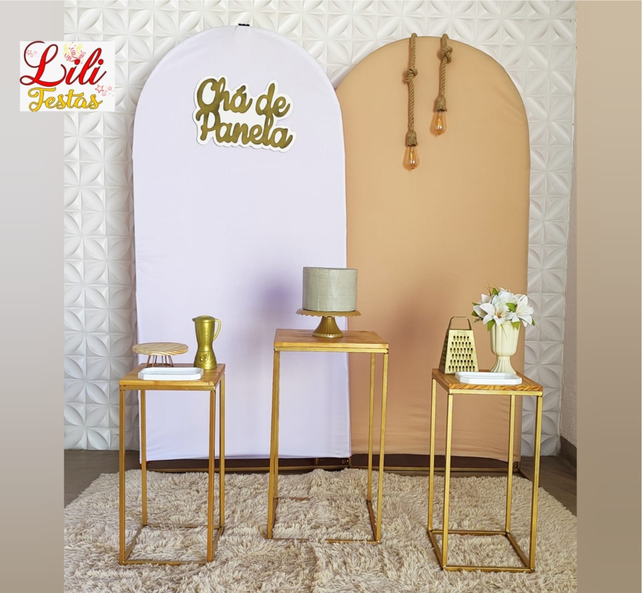 Chá de Panela Nude Duplo + Corda de Iluminação - LiliFestaspegueemonte