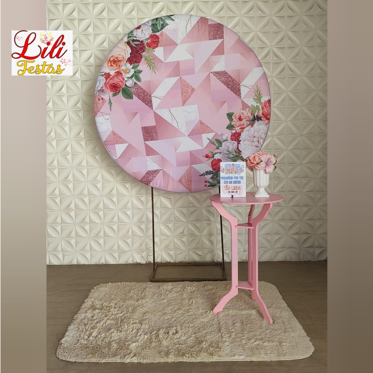 Cenário Dia das Mães Floral Mosaico - LiliFestaspegueemonte