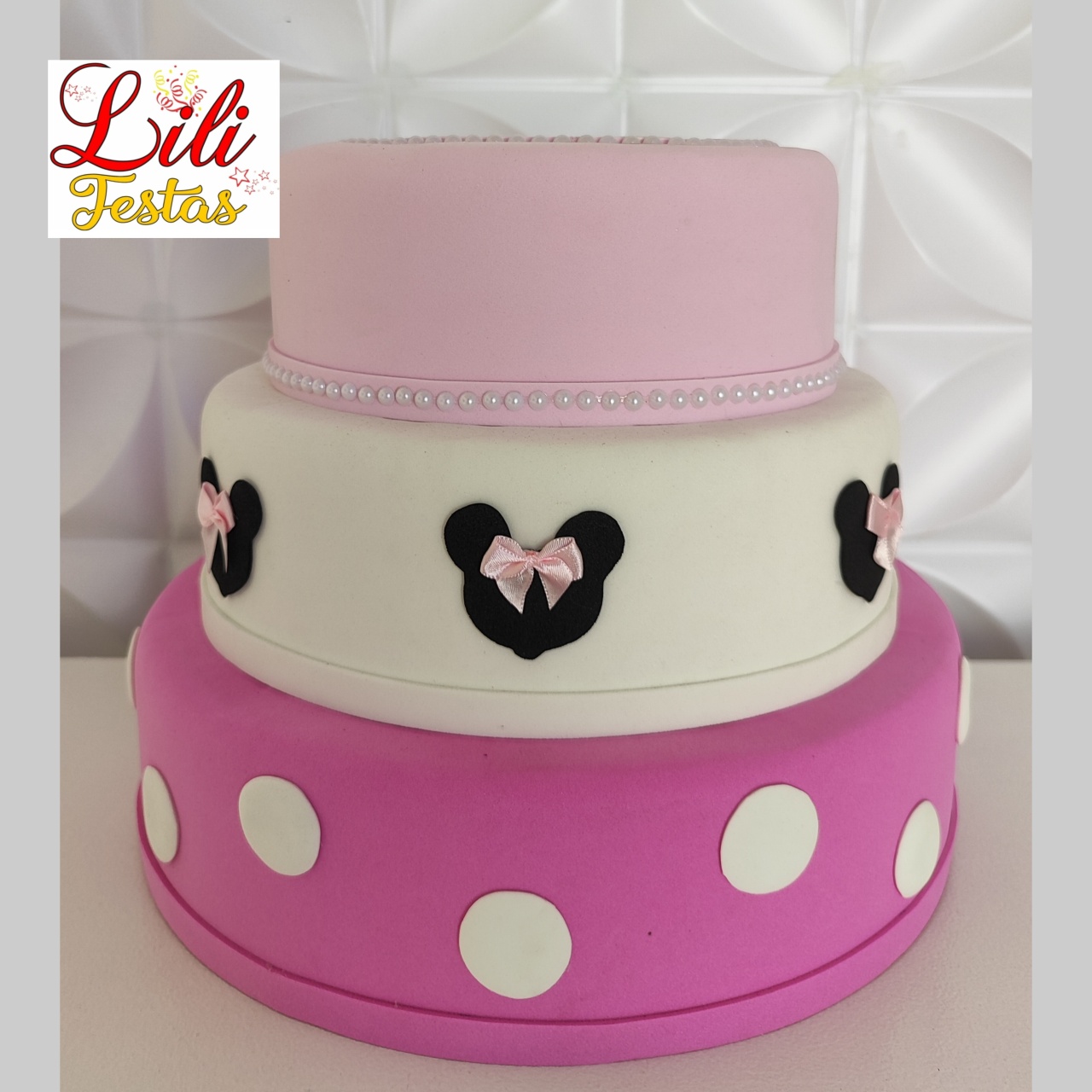 Bolo Fake Minie Rosa  - LiliFestaspegueemonte