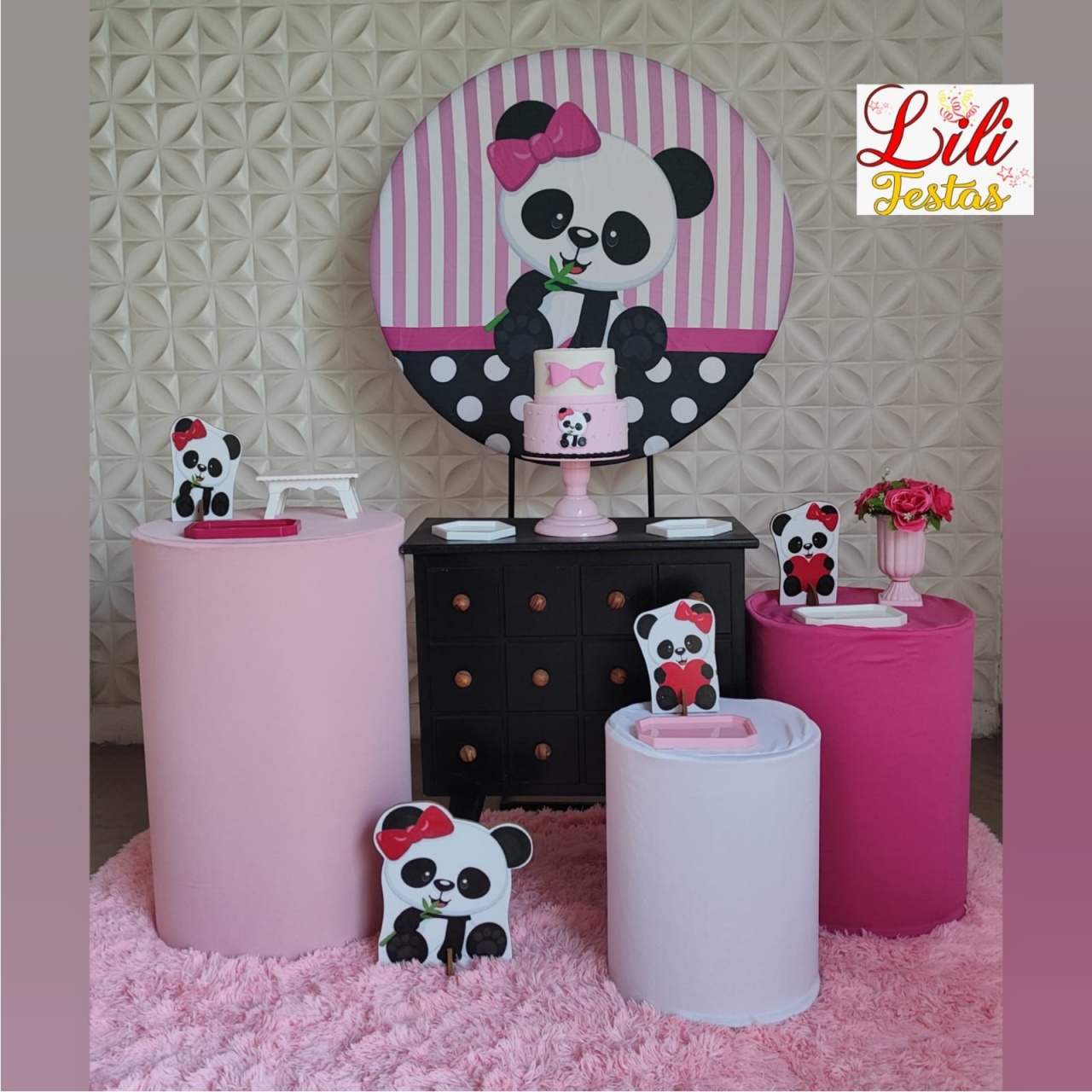 Panda Rosa + Cômoda - LiliFestaspegueemonte