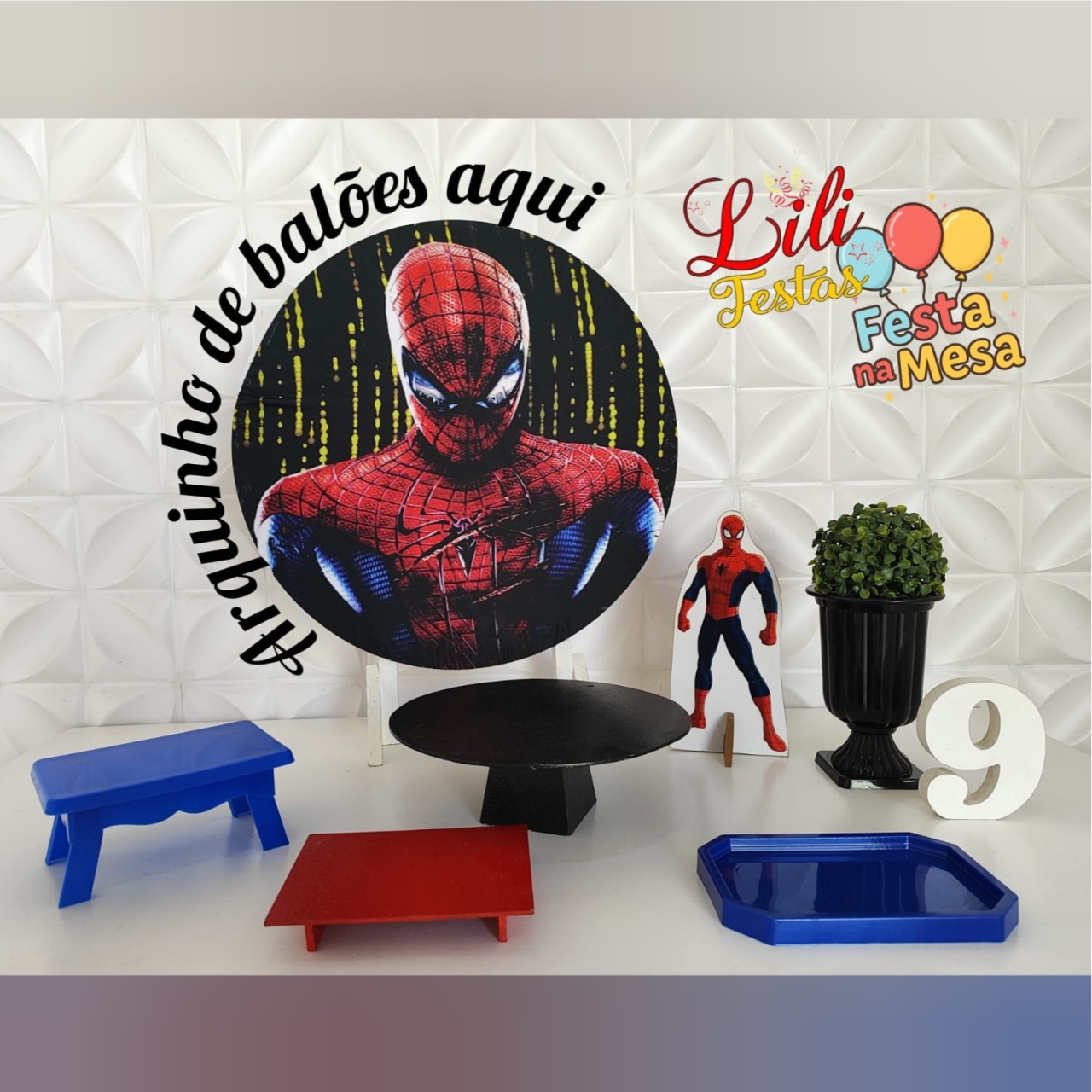 Homem Aranha Black - Festa Na Mesa - LiliFestaspegueemonte