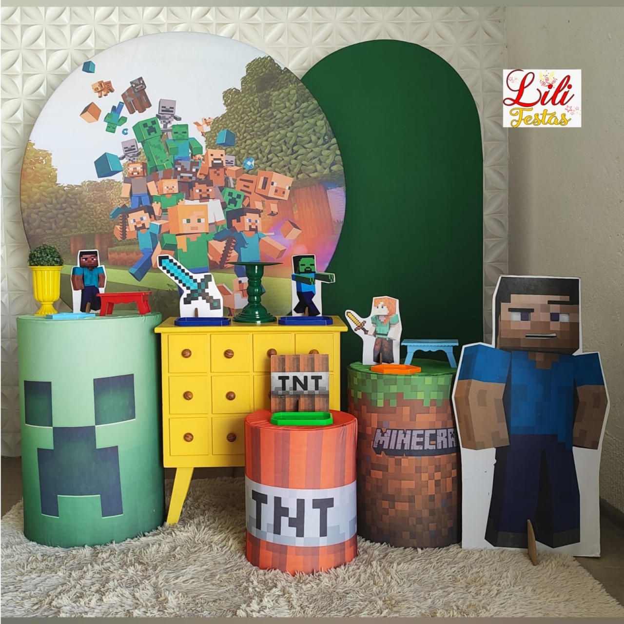 Minecraft + Cõmoda + Painel Lateral - LiliFestaspegueemonte