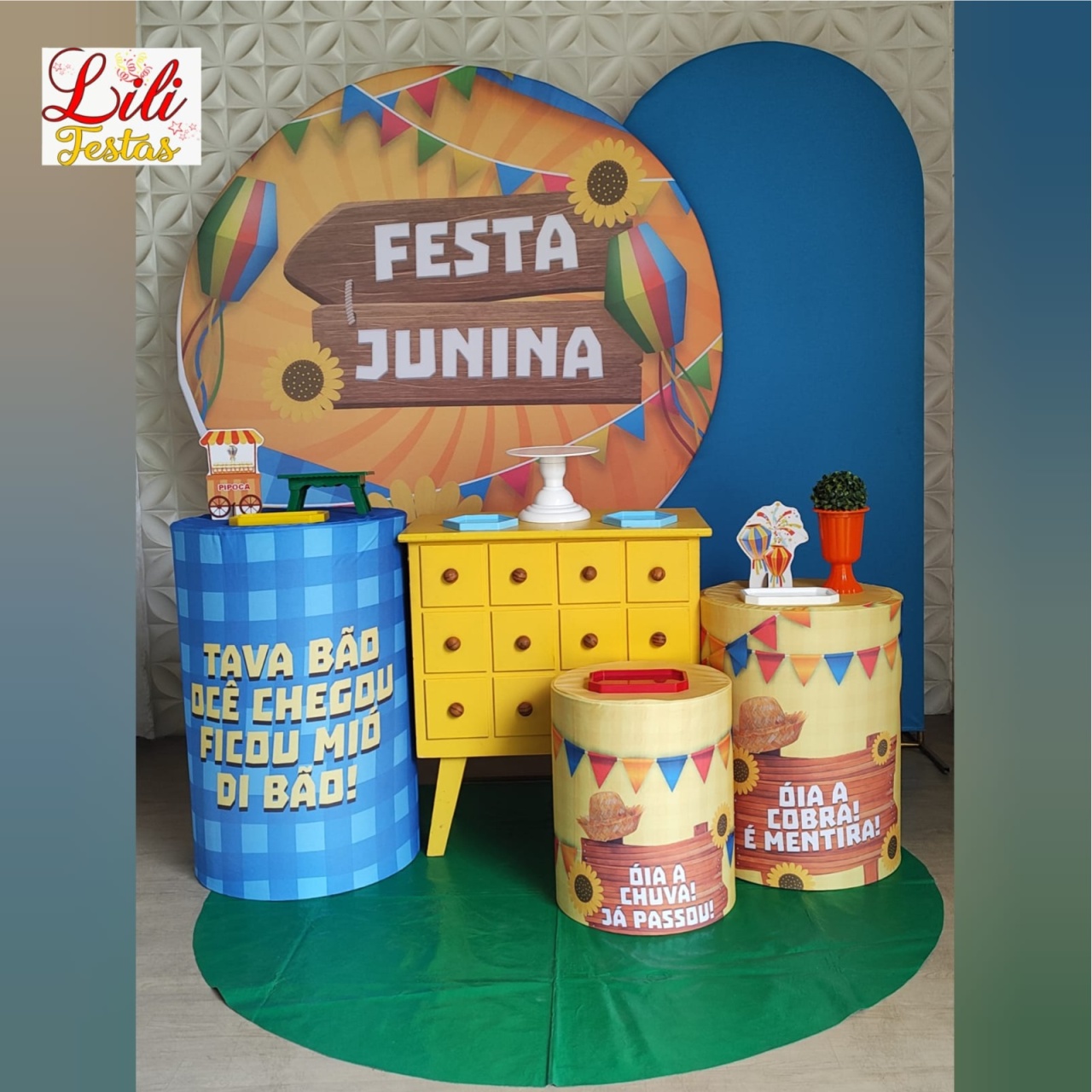 Festa Junina Girassol + Cômoda + Painel Lateral - LiliFestaspegueemonte