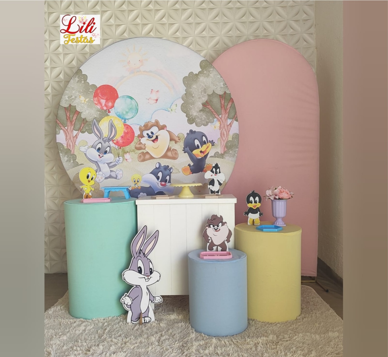 Kit Baby Looney Tunes Rosa - 4 - LiliFestaspegueemonte