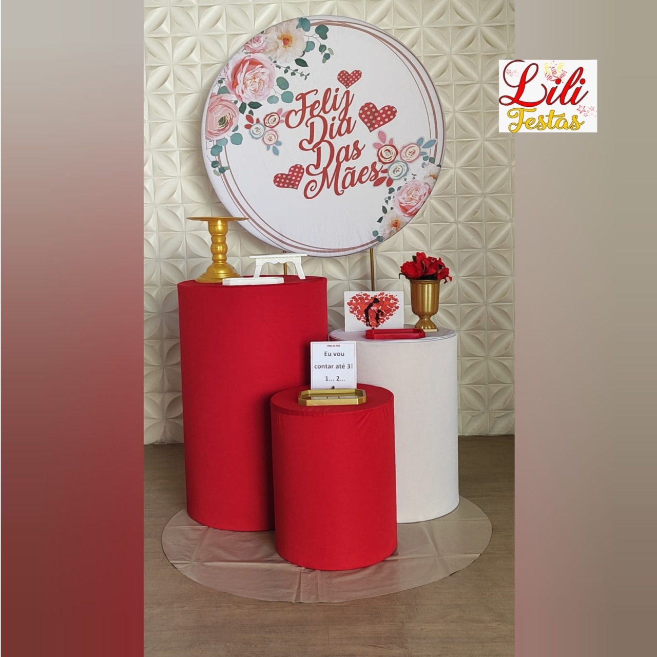 Dia das Mães Vermelho Cilindros - Composição - LiliFestaspegueemonte