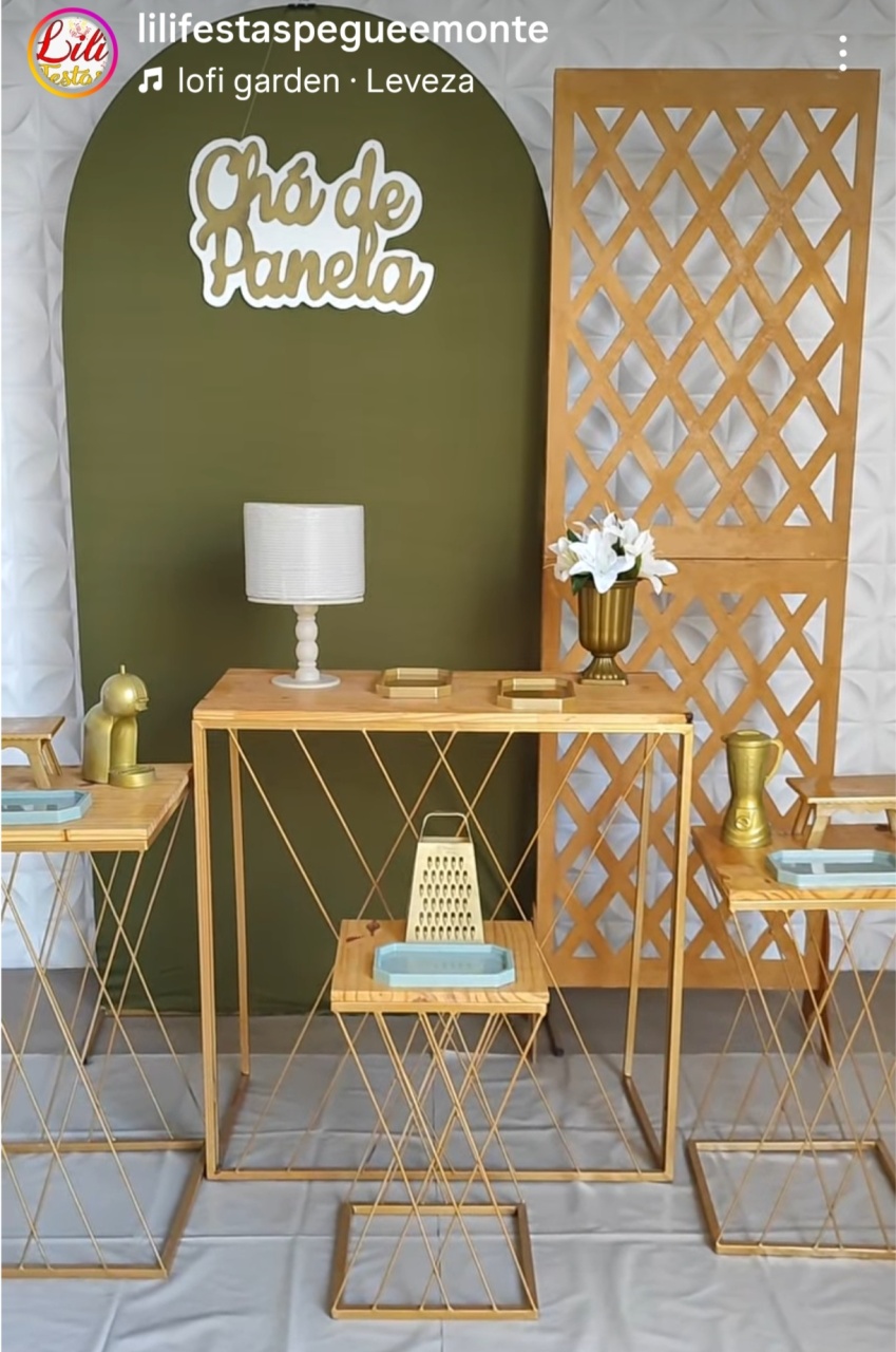 Chá de Panela Verde Oliva + Painel Treliça - LiliFestaspegueemonte