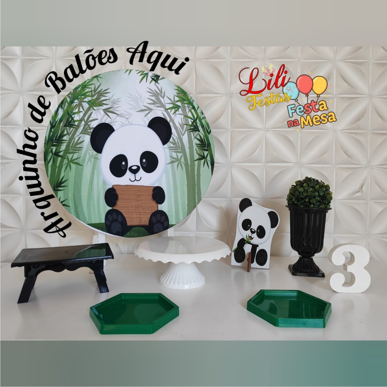 Panda Verde Menino - Festa Na Mesa - LiliFestaspegueemonte