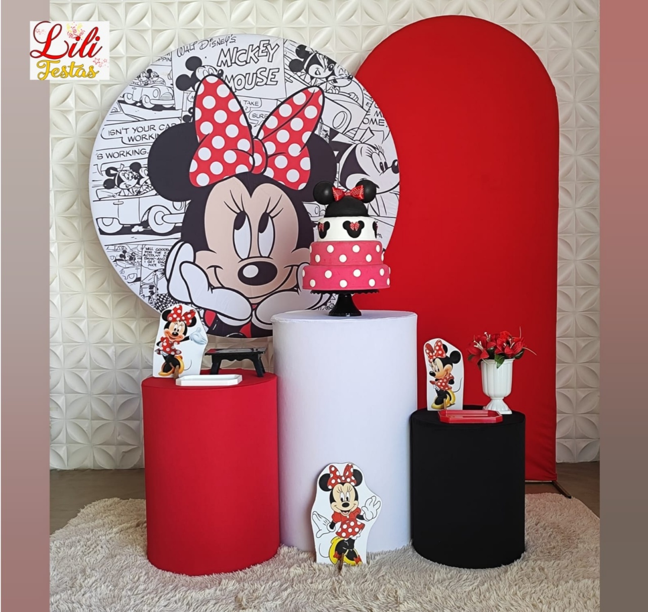Minnie Vermelha + Painel Lateral - LiliFestaspegueemonte
