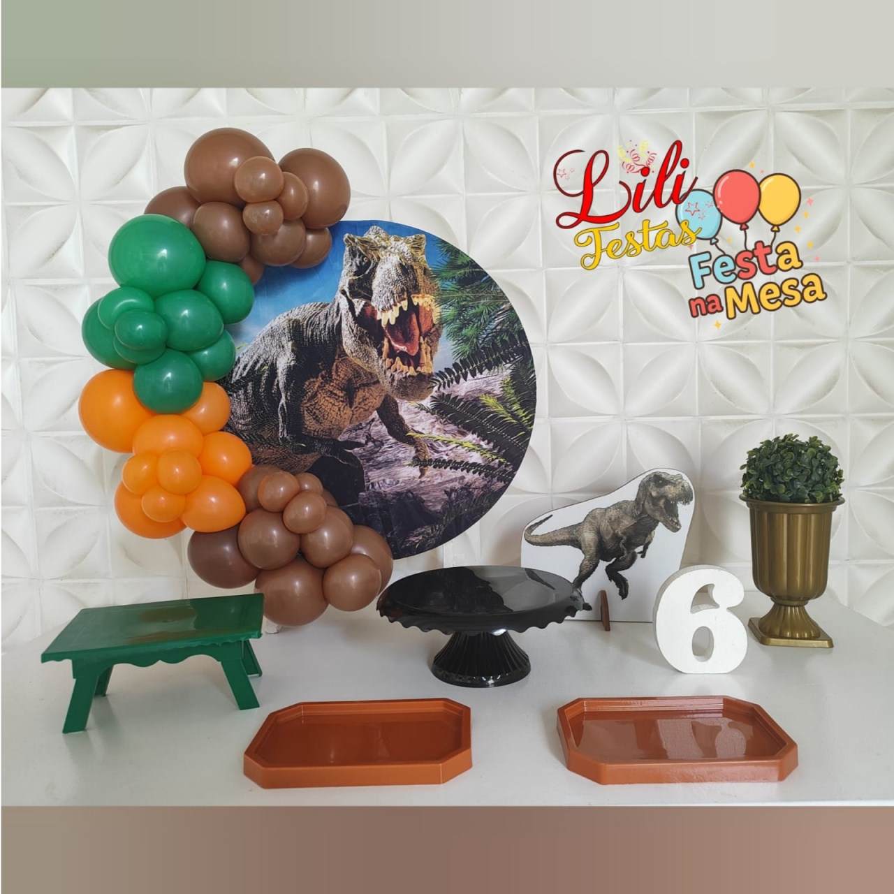 Dinossauros - Festa Na Mesa + Mini Arco - LiliFestaspegueemonte
