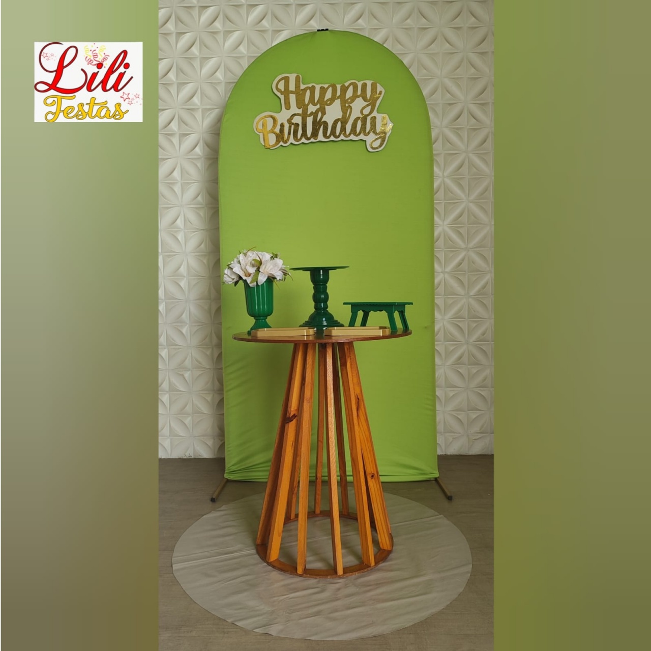 Romano Verde Limão 2 + Mesa Ripada + Happy Birthday - LiliFestaspegueemonte