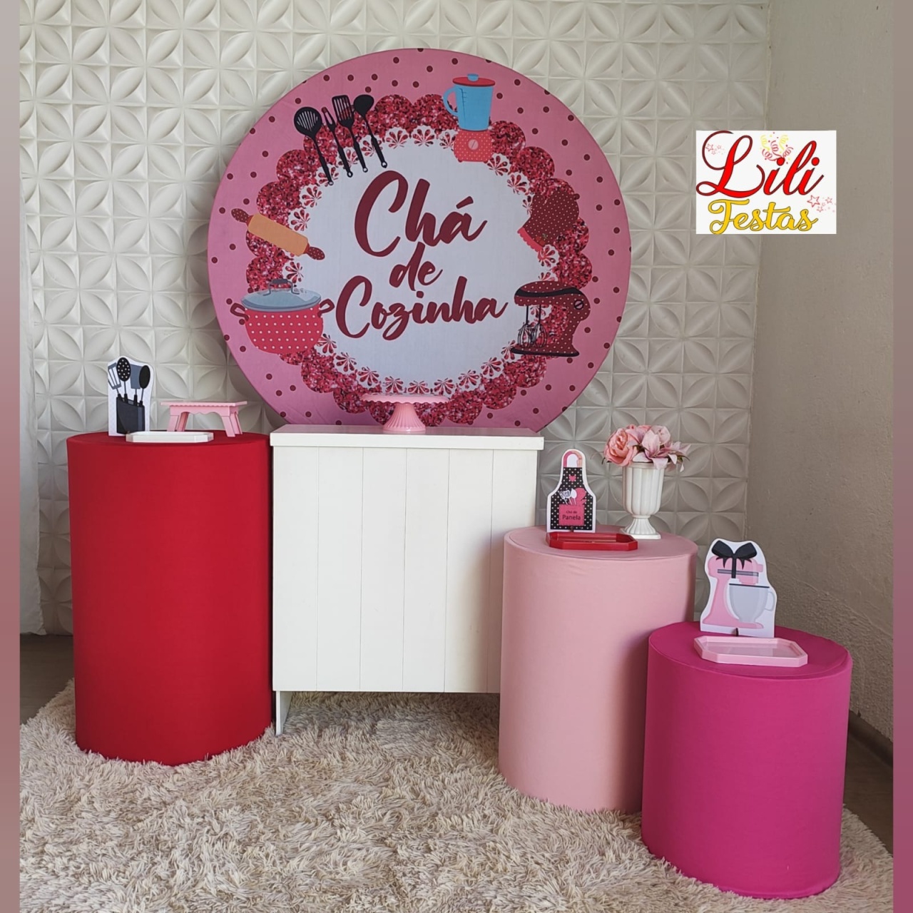 Chá de Panela Rosa Redondo + Cômoda - LiliFestaspegueemonte