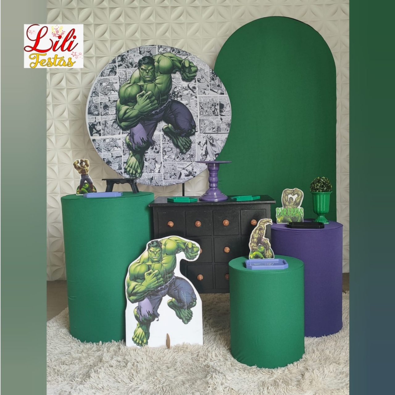 Hulk + Painel Lateral + Comoda - LiliFestaspegueemonte
