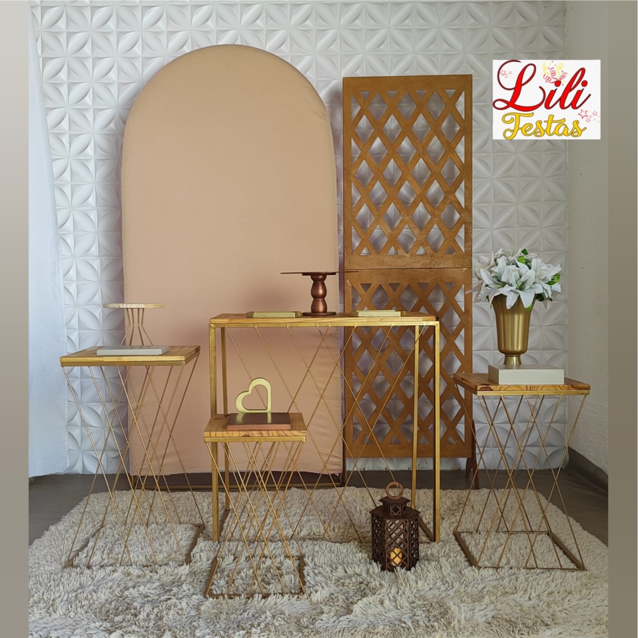 Chá de Panela Nude + Lateral Treliça - LiliFestaspegueemonte