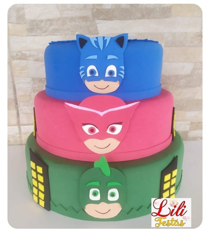 Bolo Fake Pj Masks  - LiliFestaspegueemonte
