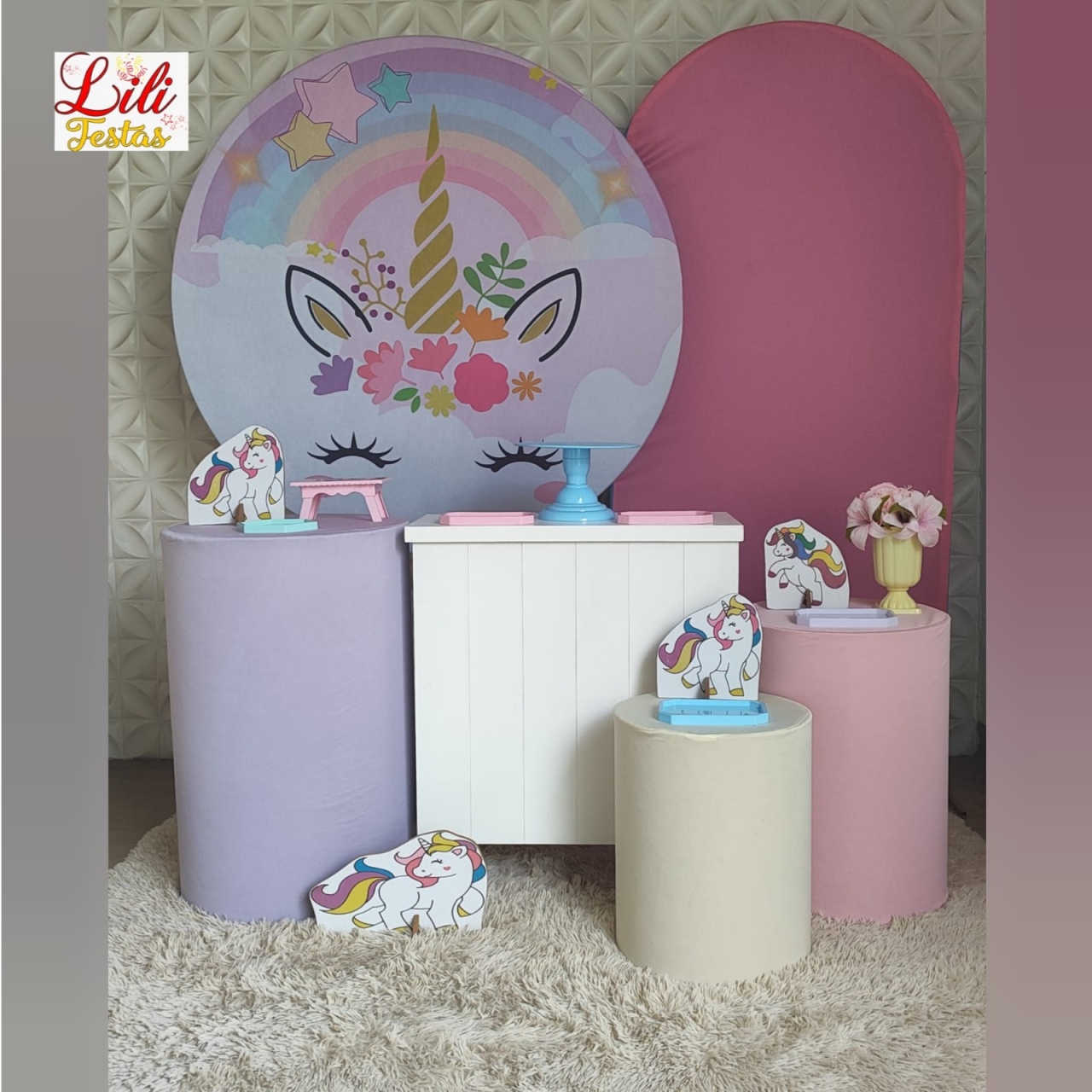 Unicórnio + Cômoda + Painel Lateral - LiliFestaspegueemonte