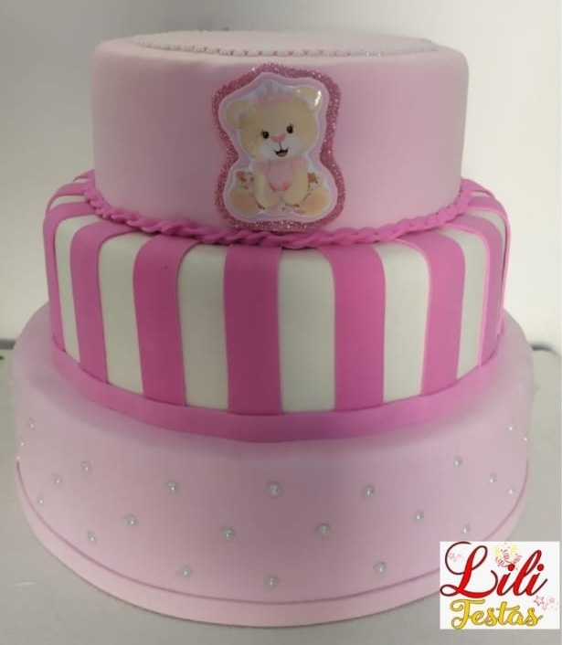 Bolo Fake Ursinha Princesa  - LiliFestaspegueemonte