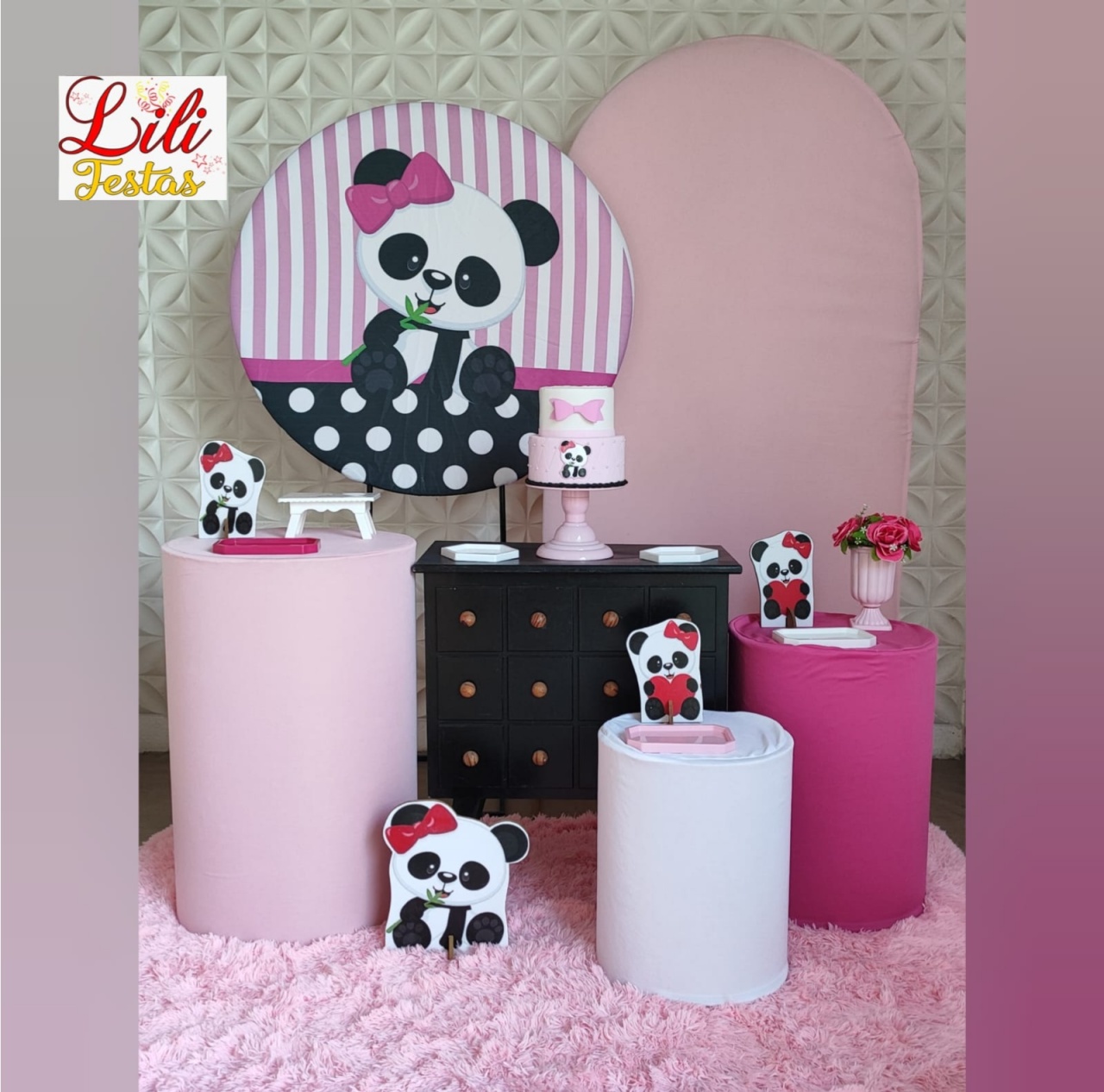 Panda Rosa + Romano + Cômoda - LiliFestaspegueemonte