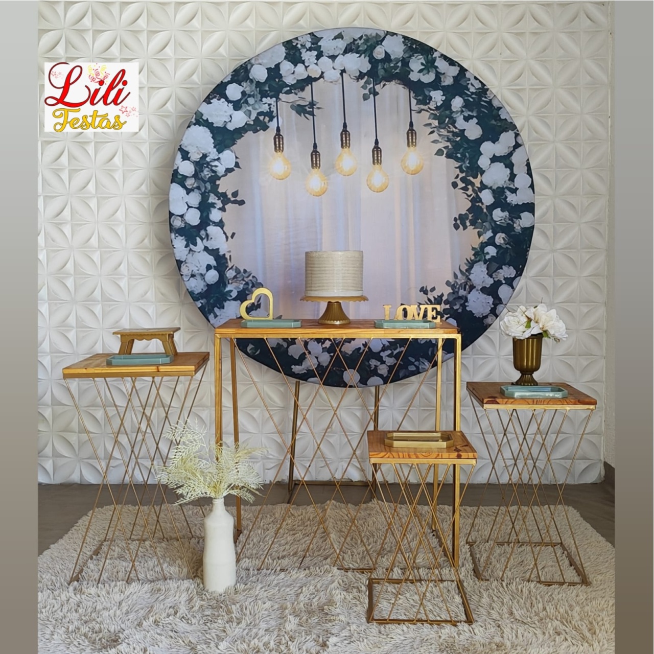Floral Branco - Conjunto Teia Ferro - LiliFestaspegueemonte