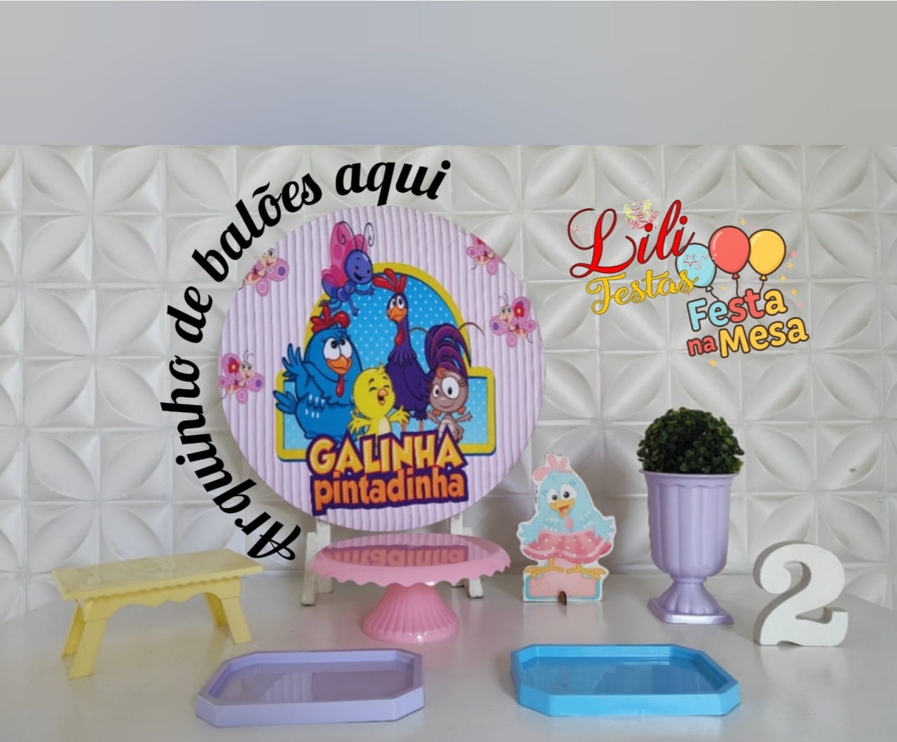 Galinha Pintadinha Rosa - Festa Na Mesa - LiliFestaspegueemonte