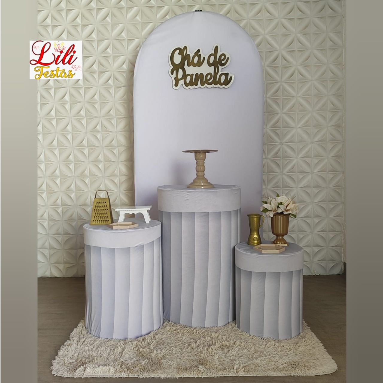 Chá de Panela Branco Cilindros - LiliFestaspegueemonte
