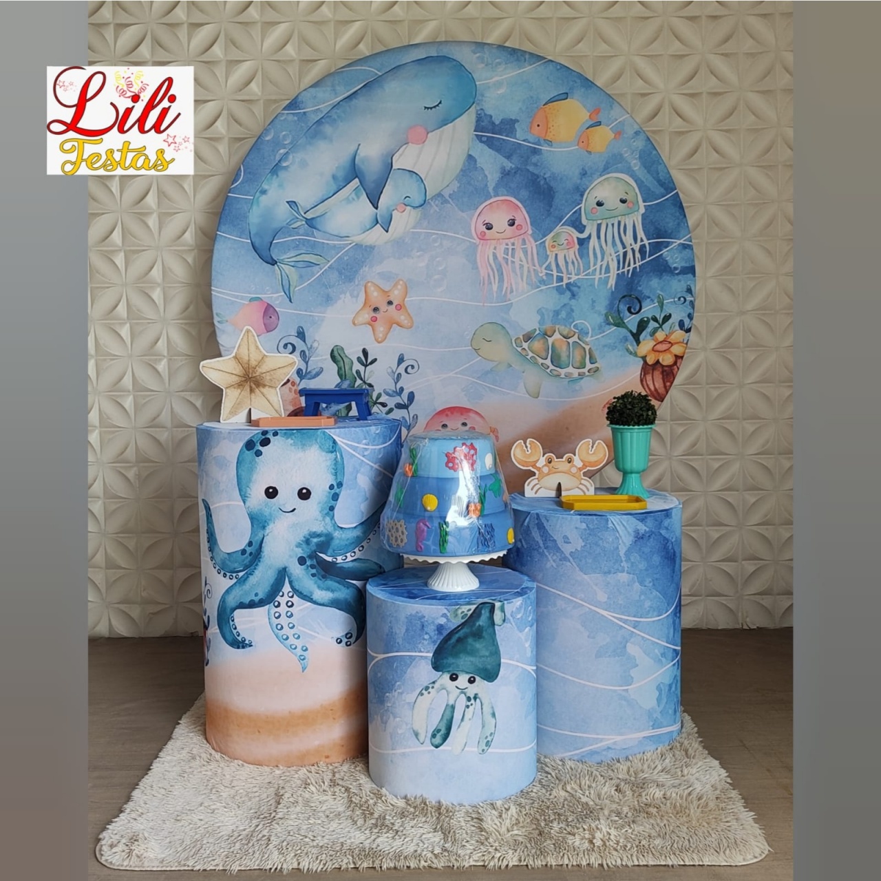 Kit Fundo Do Mar Azul - Kit Promocional - LiliFestaspegueemonte