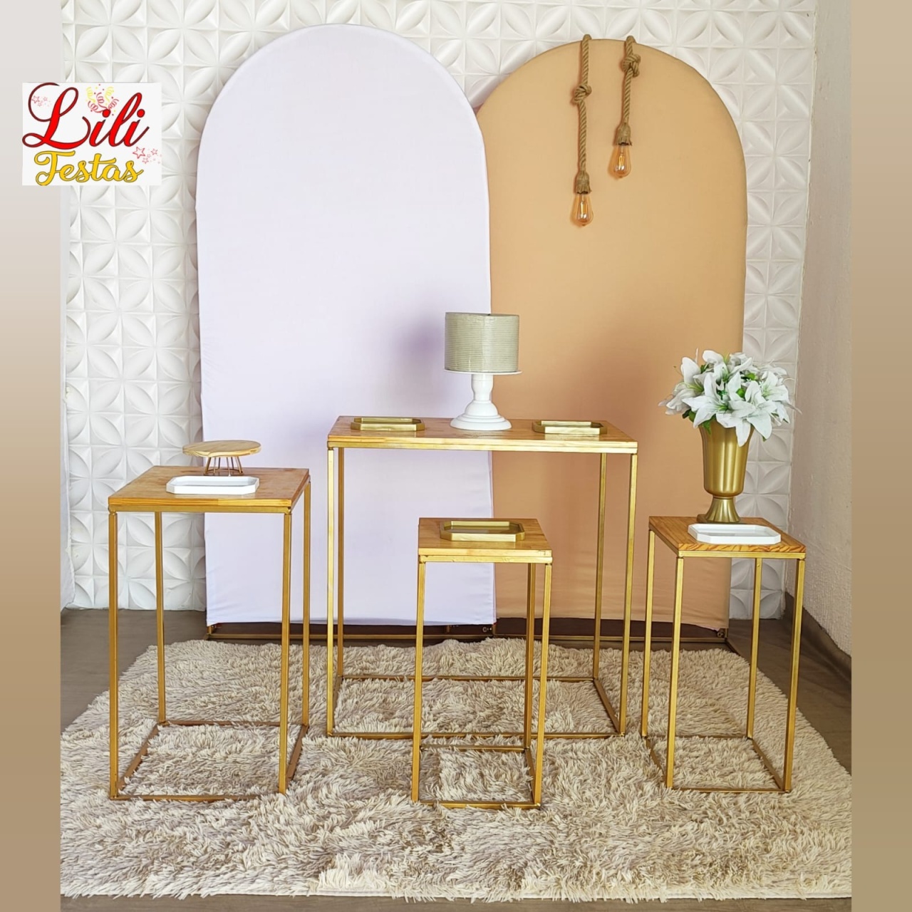 Romano Branco E Nude + Conjunto Cubos + Corda de Luz - LiliFestaspegueemonte