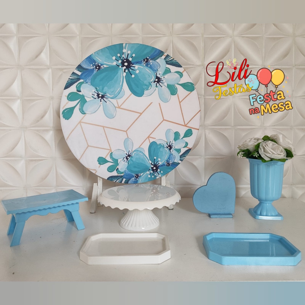 Floral Azul Bb- Festa Na Mesa  - LiliFestaspegueemonte