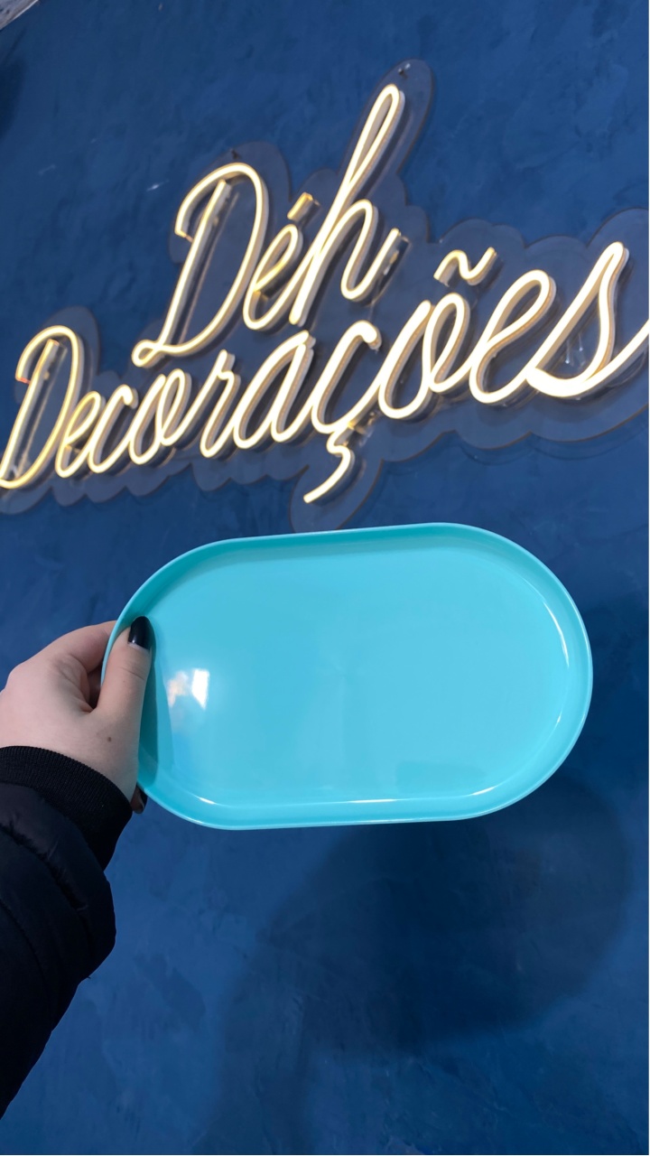 Bandeja Oval Verde Água - Déh Decorações 