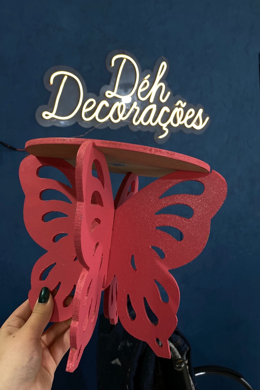 Bandeja Rosa Borboleta - Déh Decorações 
