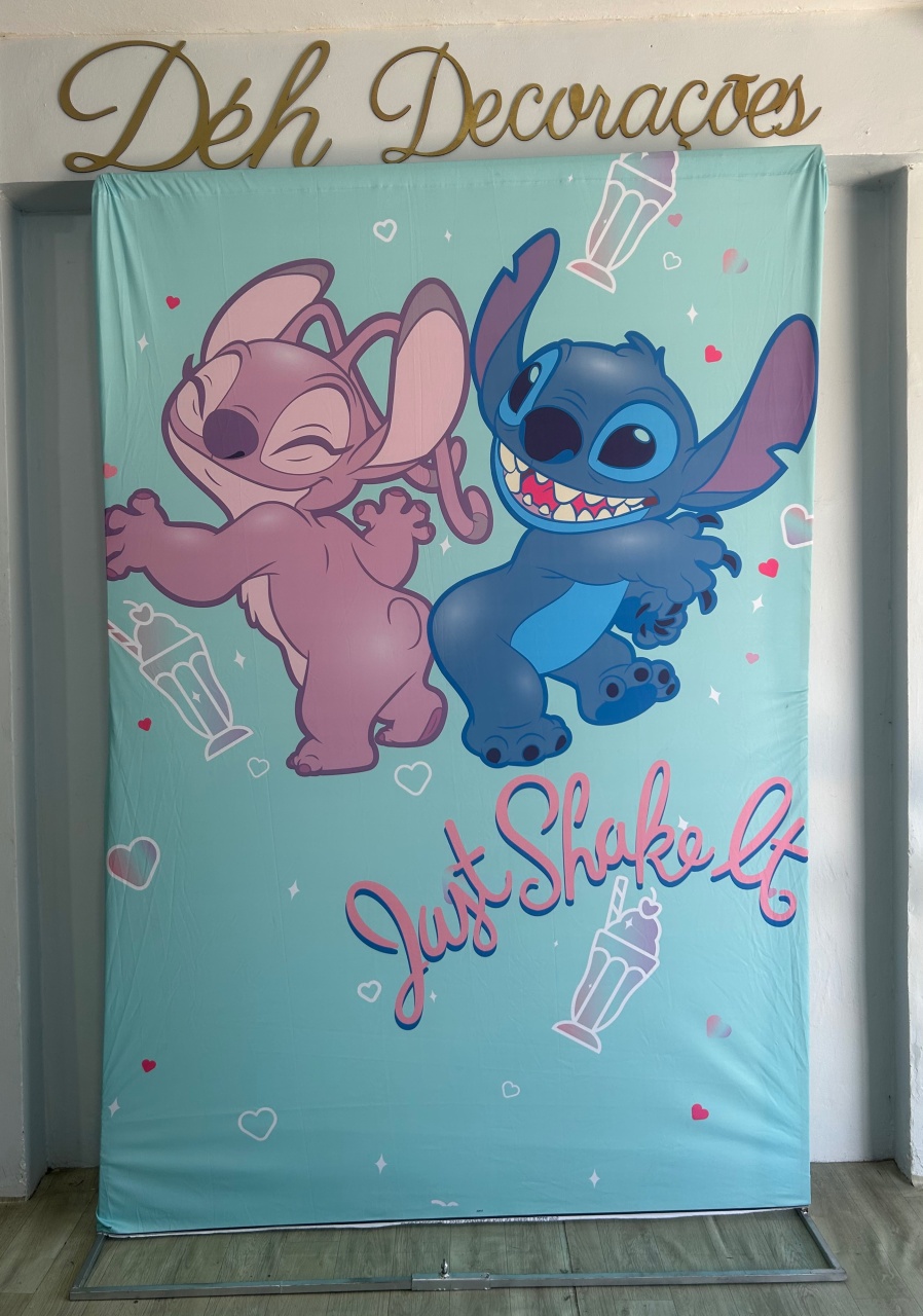 Capa Painel Retangular Stich E Angel 1.50 X 2.20 - Déh Decorações 