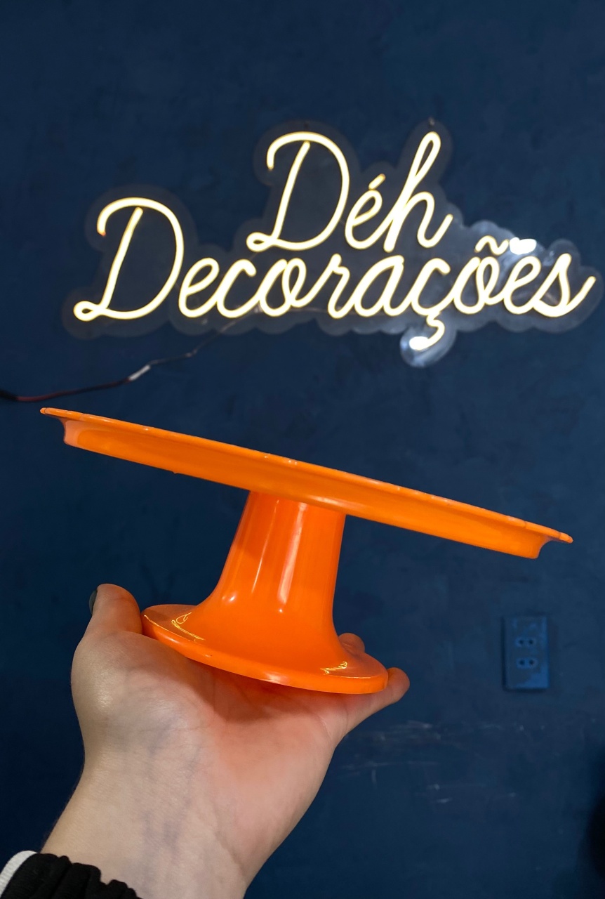 Bandeja Laranja Redonda P Acrílico  - Déh Decorações 