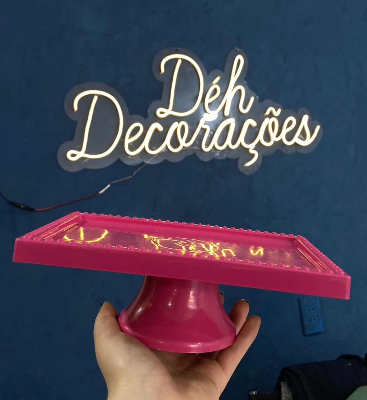 Bandeja Rosa Acrílico Retangular  - Déh Decorações 