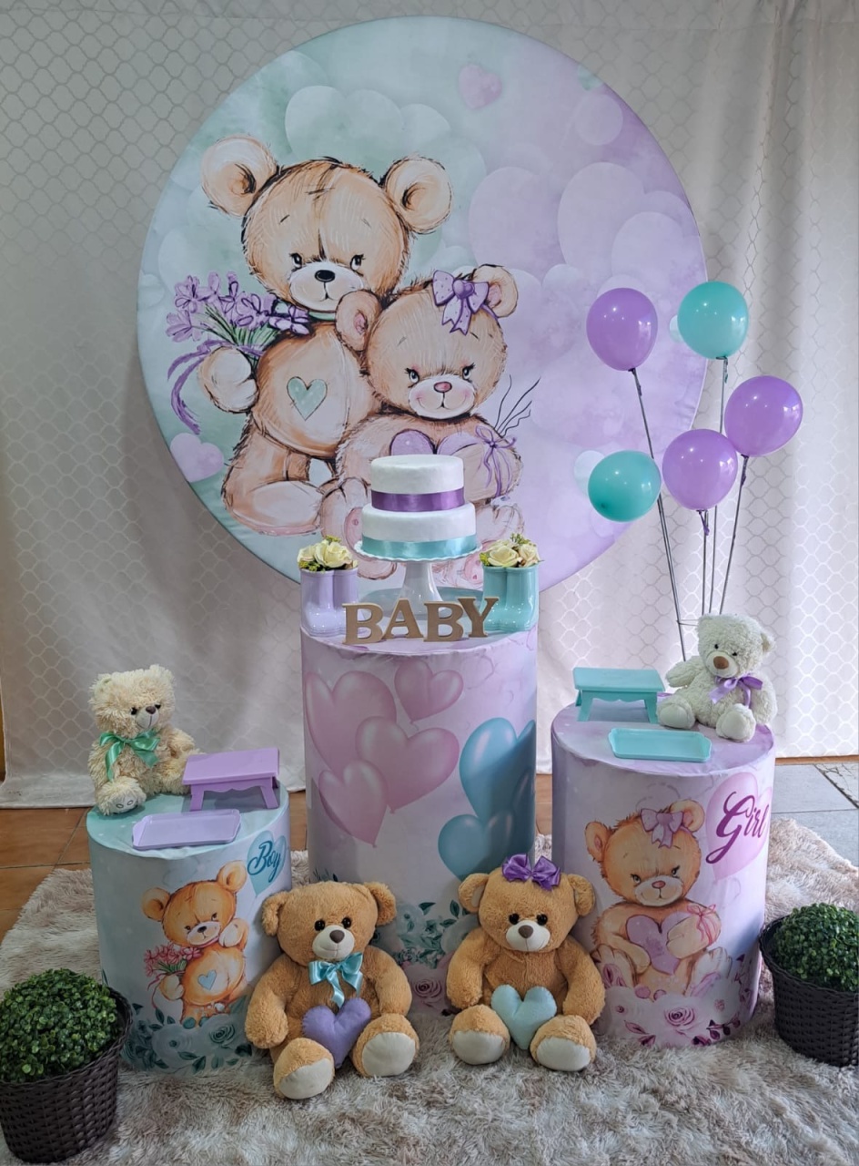 Chá Revelação Lilas E Verde Água (Kit 2) - Déh Decorações 